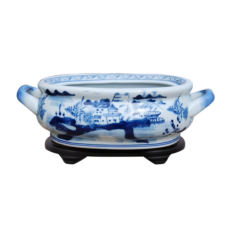 Blue and White Chinoiserie Footbath w/ base