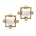 Gold Square pearl Earrings