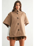 Toffee Wool-Blend Cape