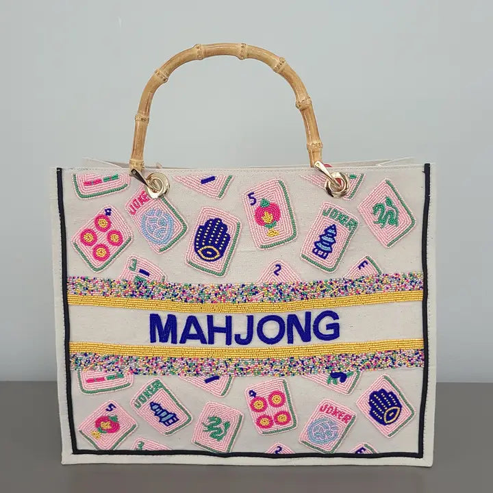 Mahjong tote Bamboo handles