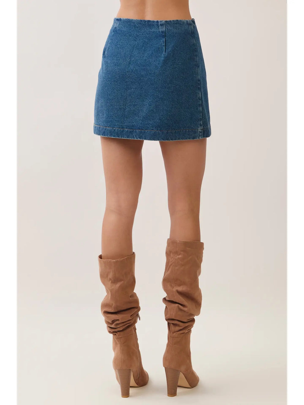 Wrap Front Denim Skort