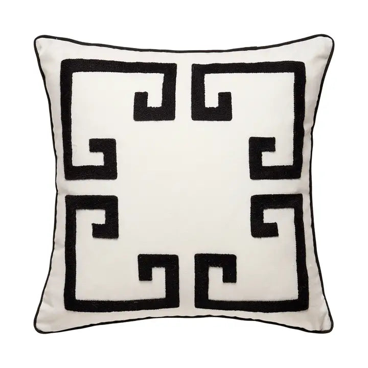 GREEK KEY EMBROIDERED DECORATIVE PILLOL-Dee Ocleppo