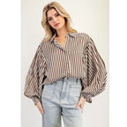 Brown & White Striped top
