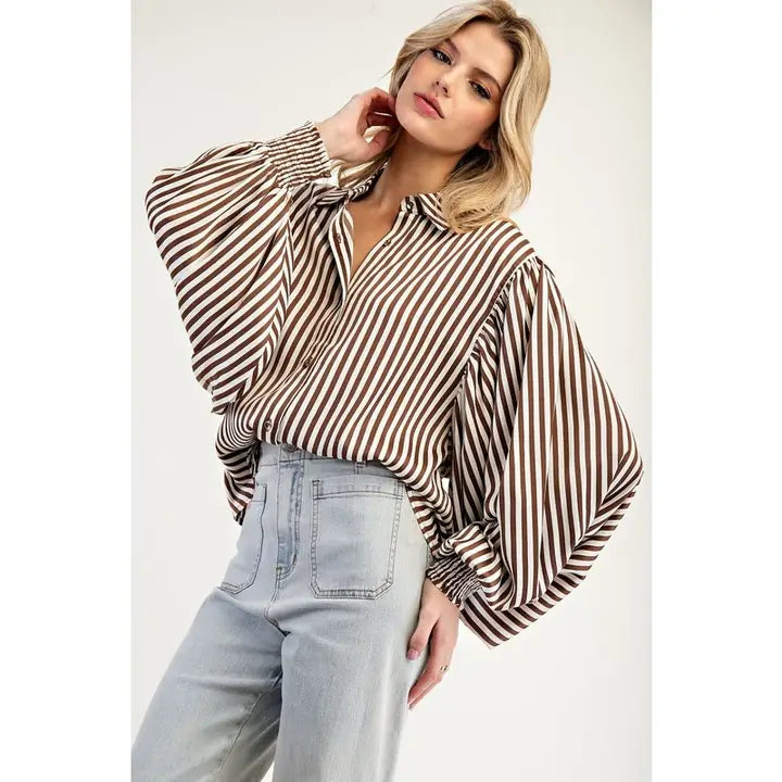 Brown & White Striped top
