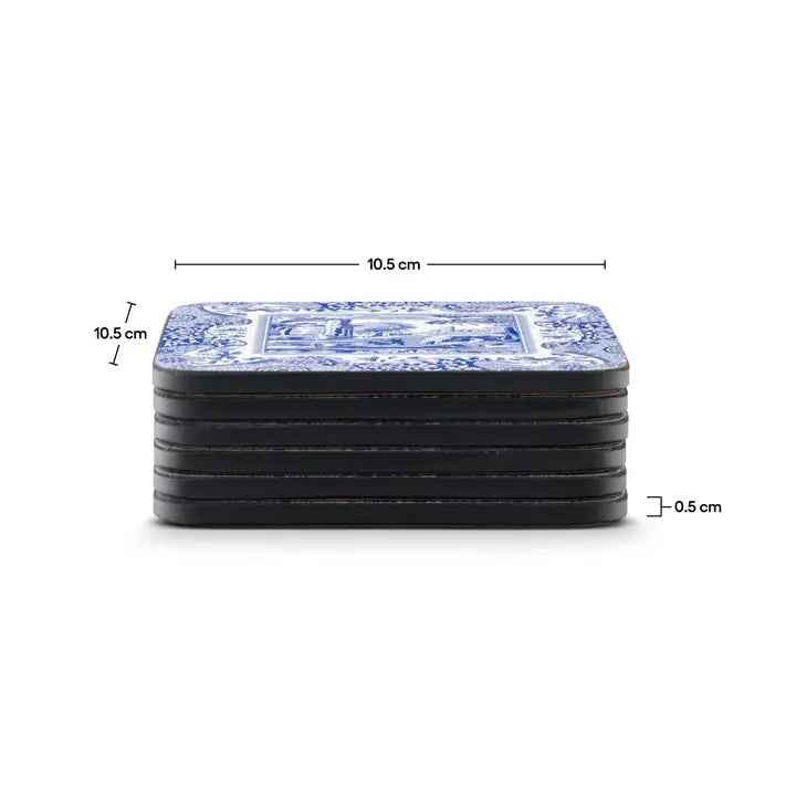 Blue Italian Coasters Set of 6 - MDF, Cork Backed Blue Italian