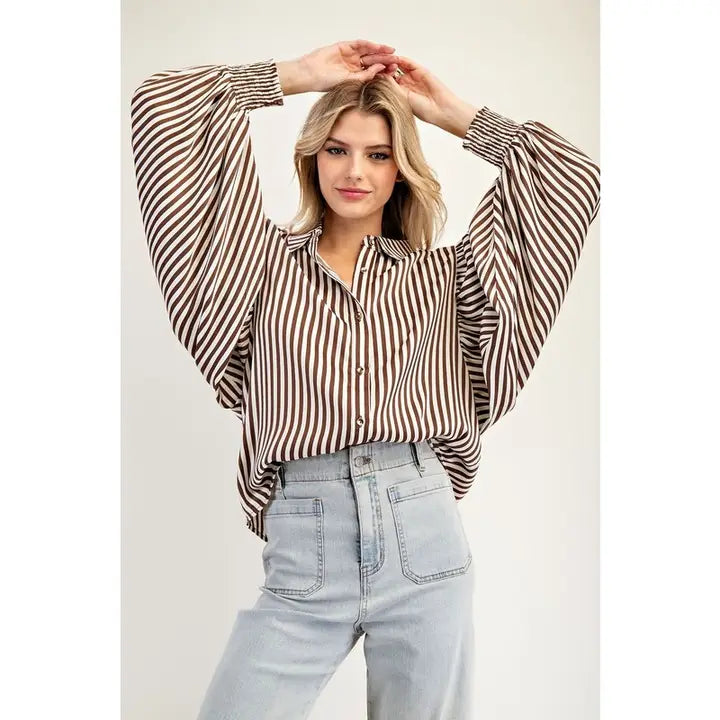 Brown & White Striped top