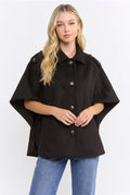 Black Wool blend Cape Jacket