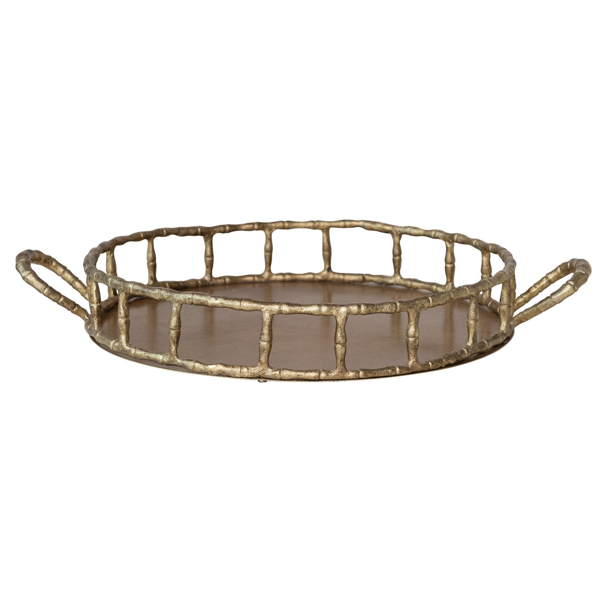 Bamboo Tray w/ Handles, Brass Finish