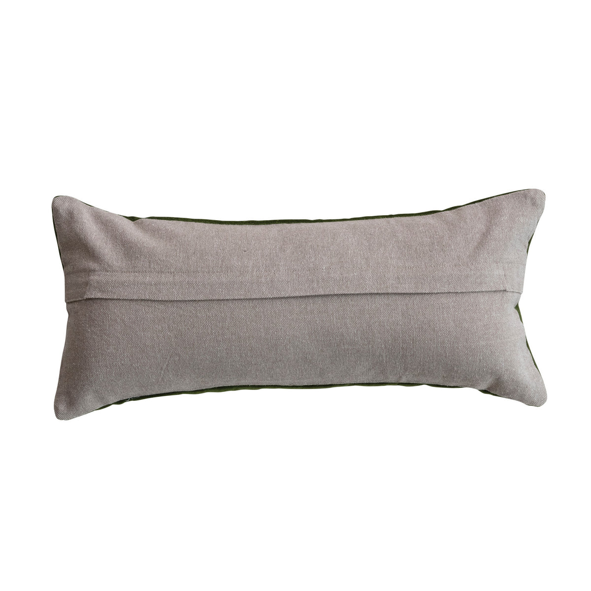 Cotton Velvet Lumbar Pillow with Embroidered Butterflies & Chambray Back