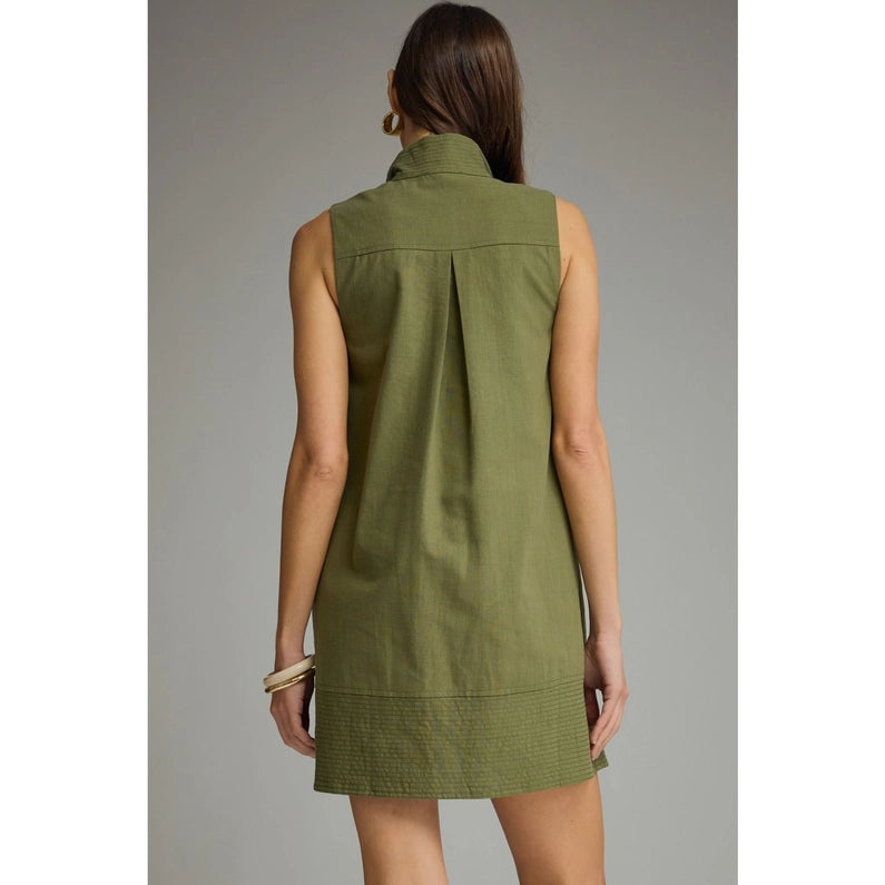 Green Collar Sleeveless Dress