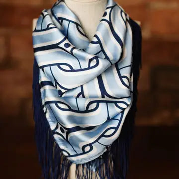Game Day Fringe Scarf - Columbia and Navy