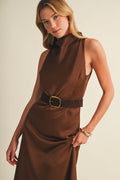 Draped Cowl-Neck Floor-Length Dress