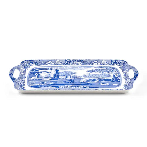 Blue Italian Large Melamine Handled Tray - Melamine Blue Italian