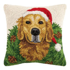 Golden Retriever Dog With Wreath Hook Pillow