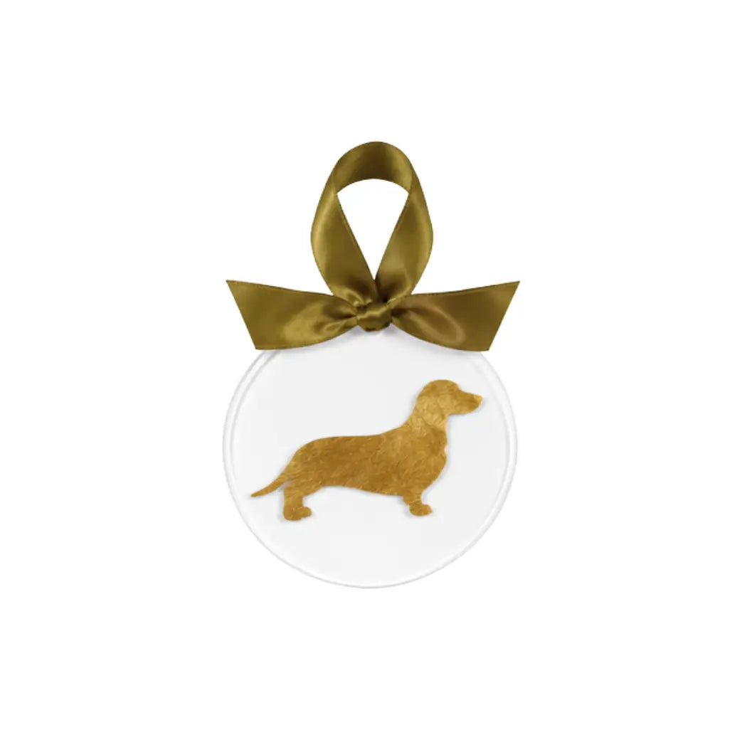 Gold Leaf Dog Breed Acrylic Ornament - Dachshund