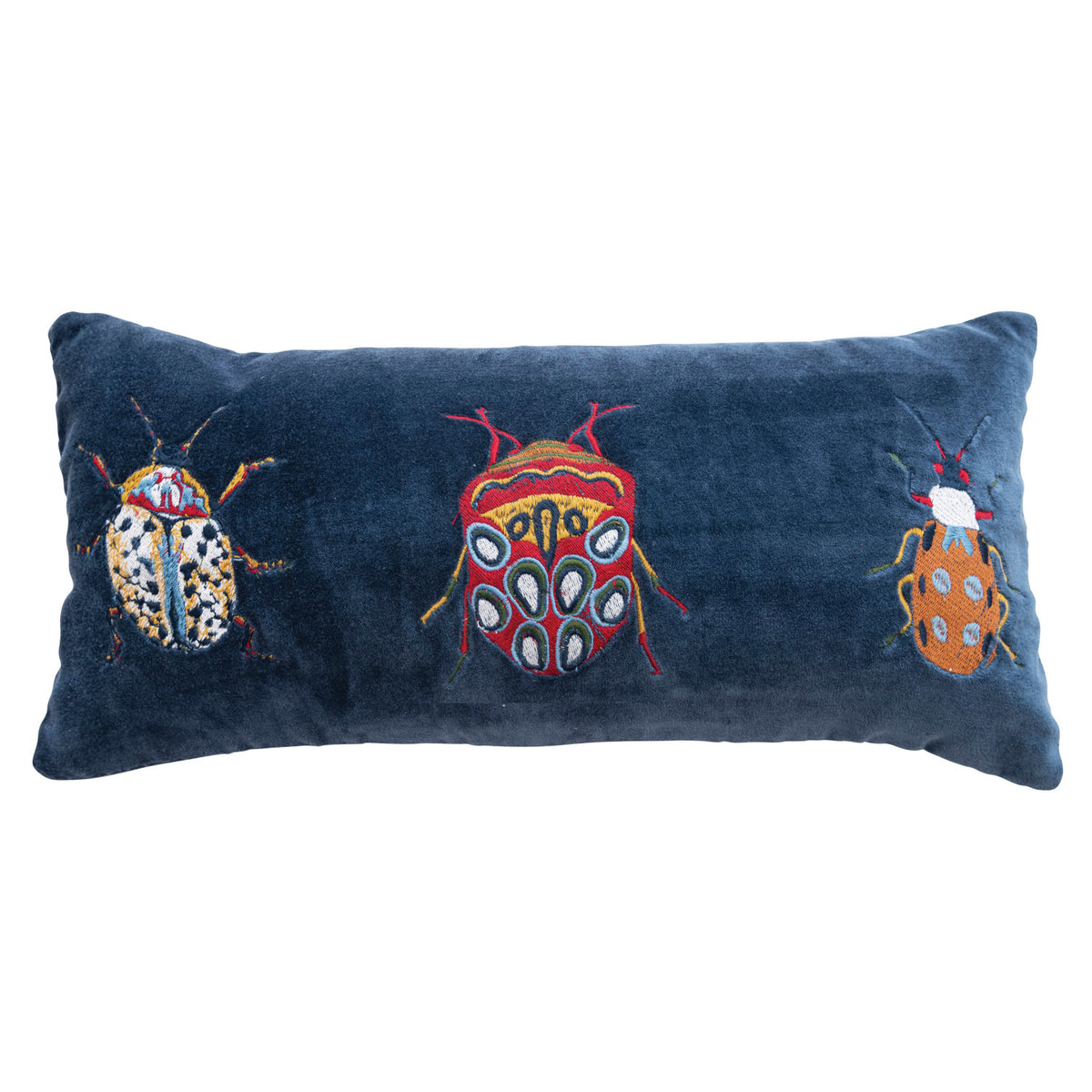 Cotton Velvet Embroidered Beetle Pillow