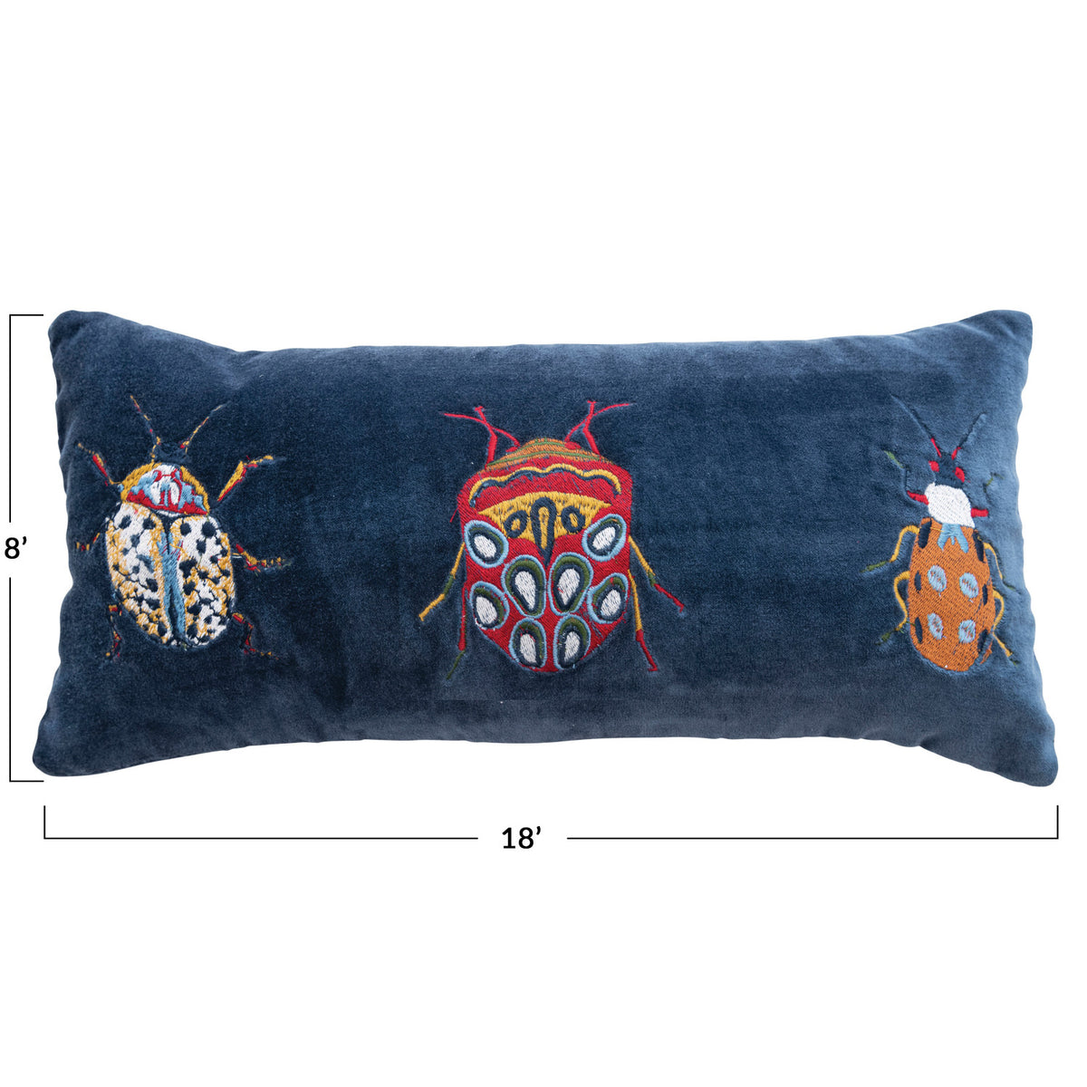 Cotton Velvet Embroidered Beetle Pillow