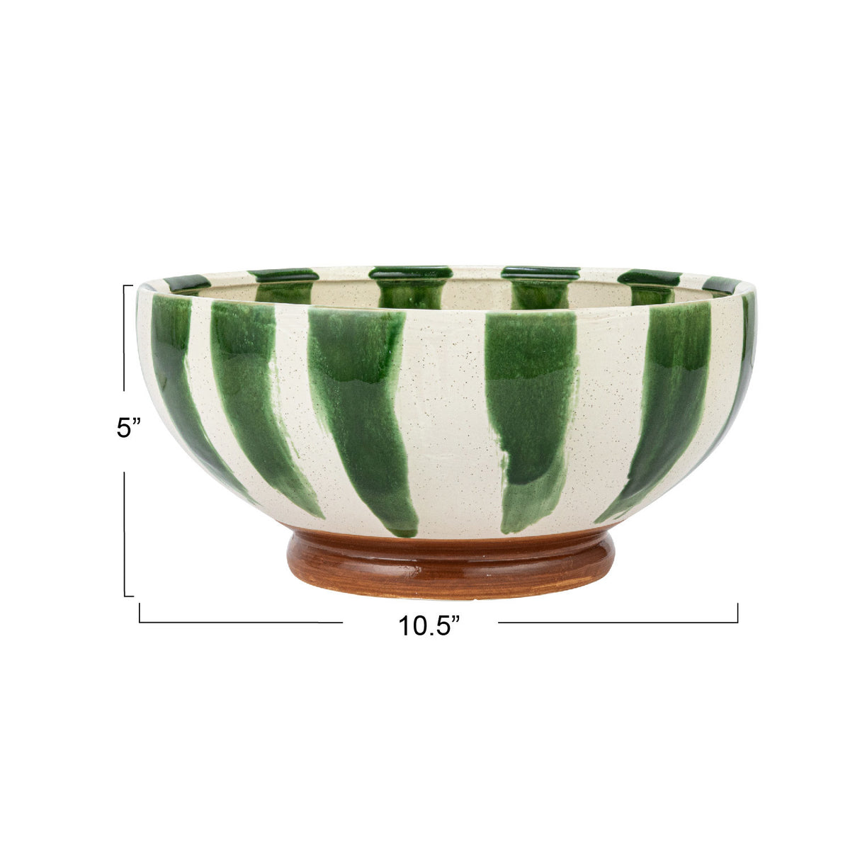 Hand-Painted Stoneware Footed Bowl w/ Stripes