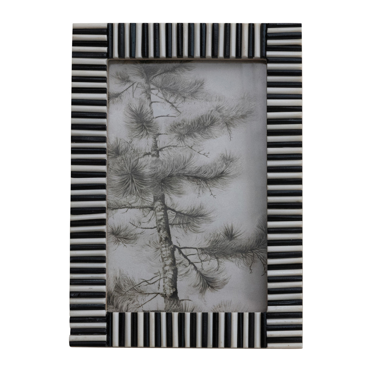 Ribbed Photo Frame, Black & White 4x6
