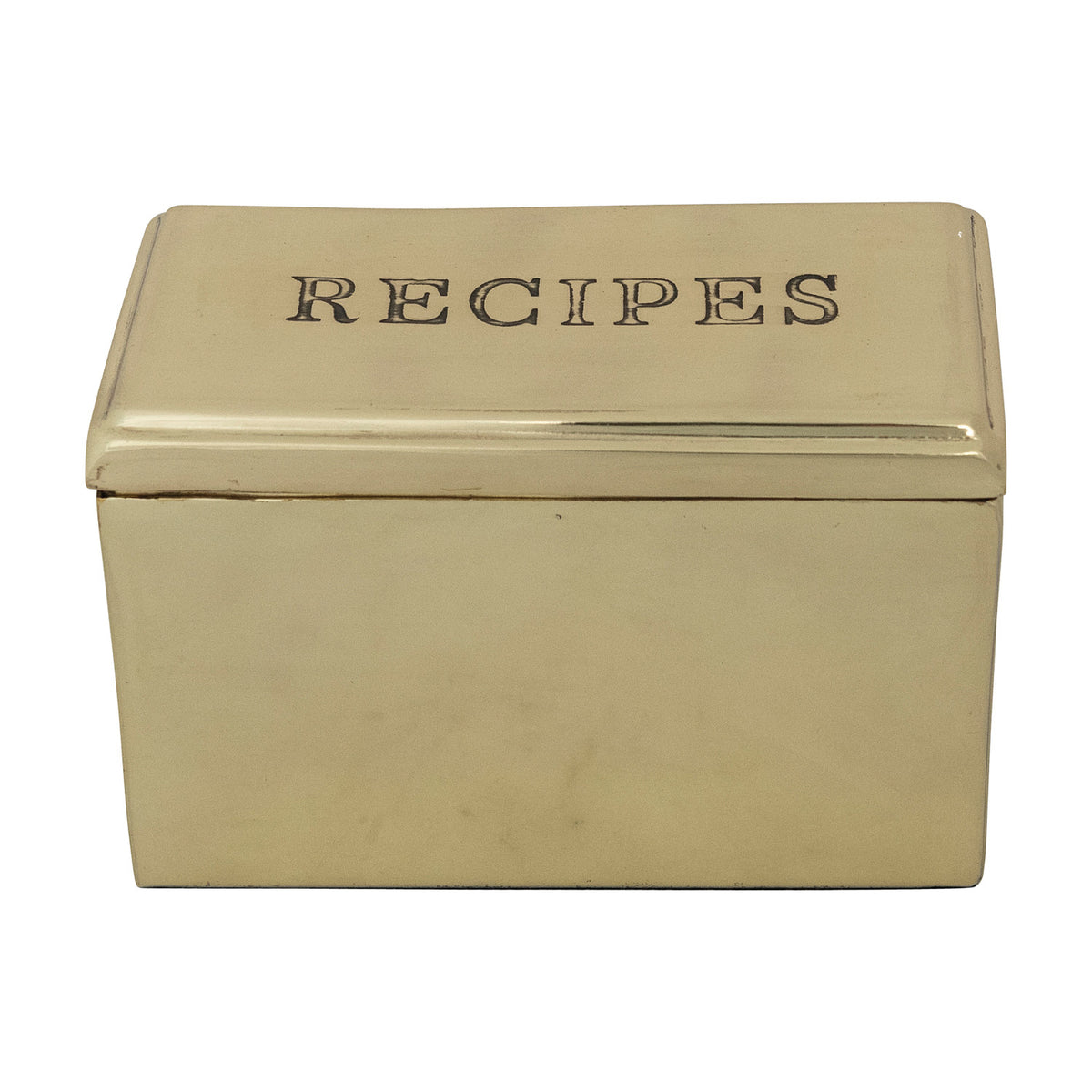 Etched Stainless Steel "Recipes" Box with 36 Recipe Cards