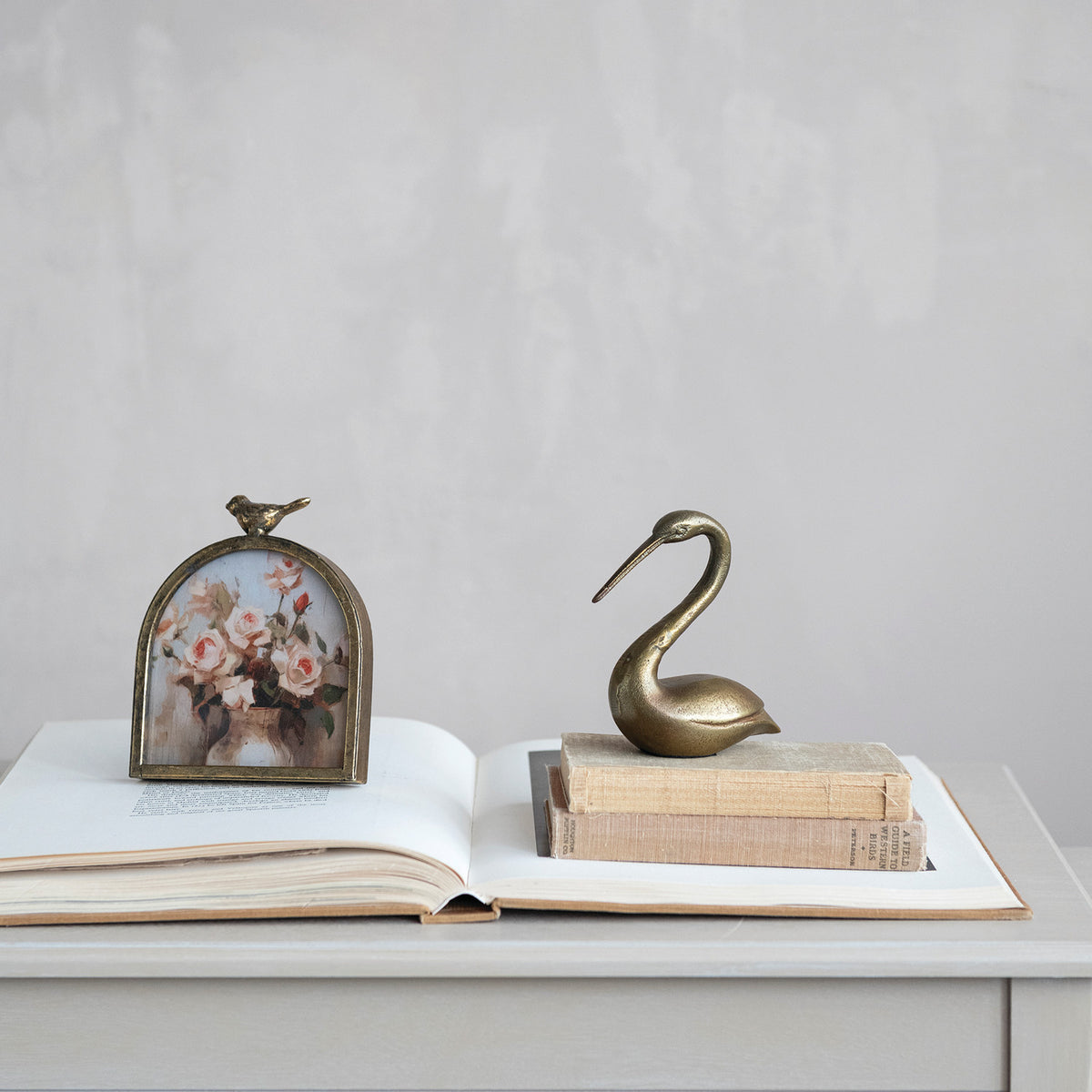 Cast Aluminum Bird, Antique Brass  Finish