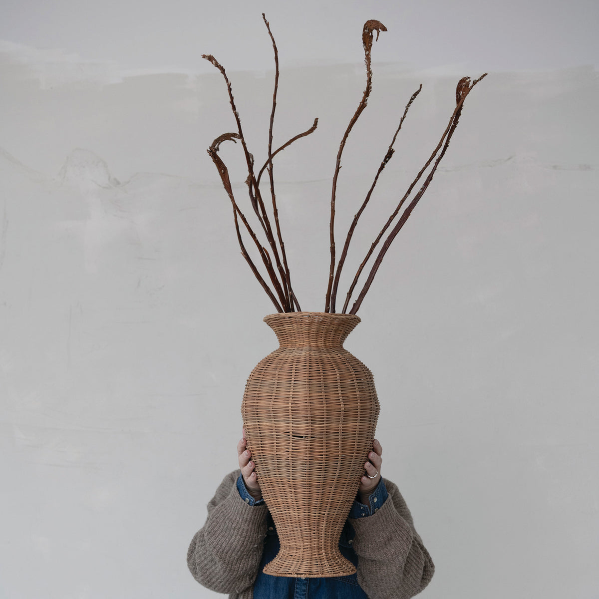Decorative Hand-Woven Rattan Vase