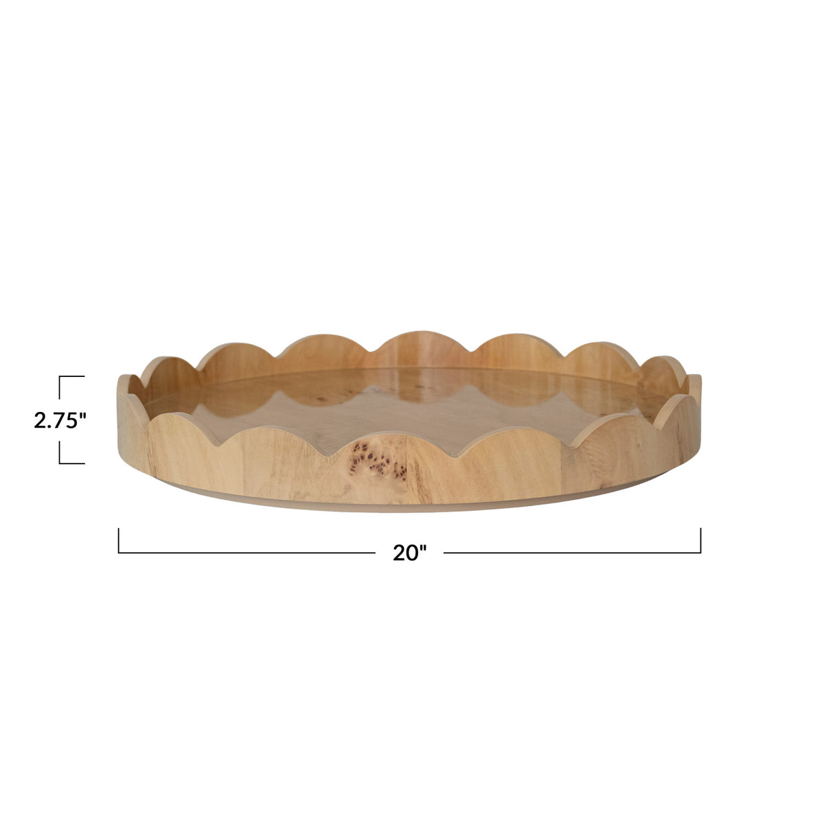 MDF & Burl Wood Veneer Scalloped Lazy Susan