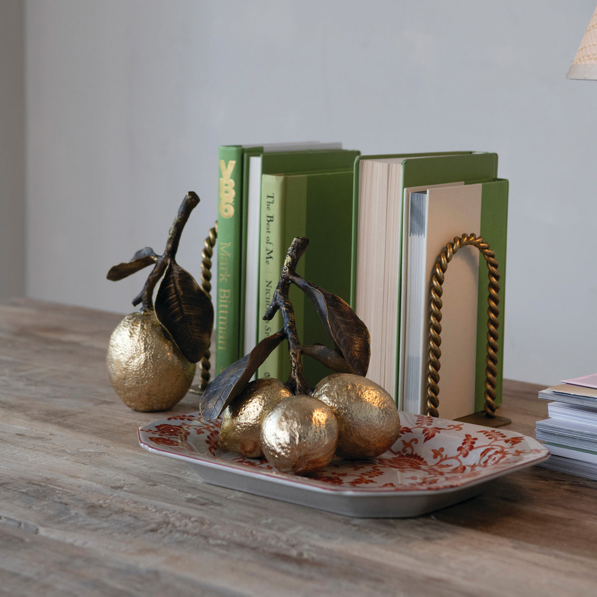 Resin Lemons on Stem, Antique  Brass & Gold Finish