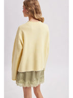Lemon Henley Button-Neck Sweater