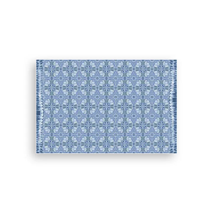 Blue Talavera Tiles Vinyl Floor Mat - Small
