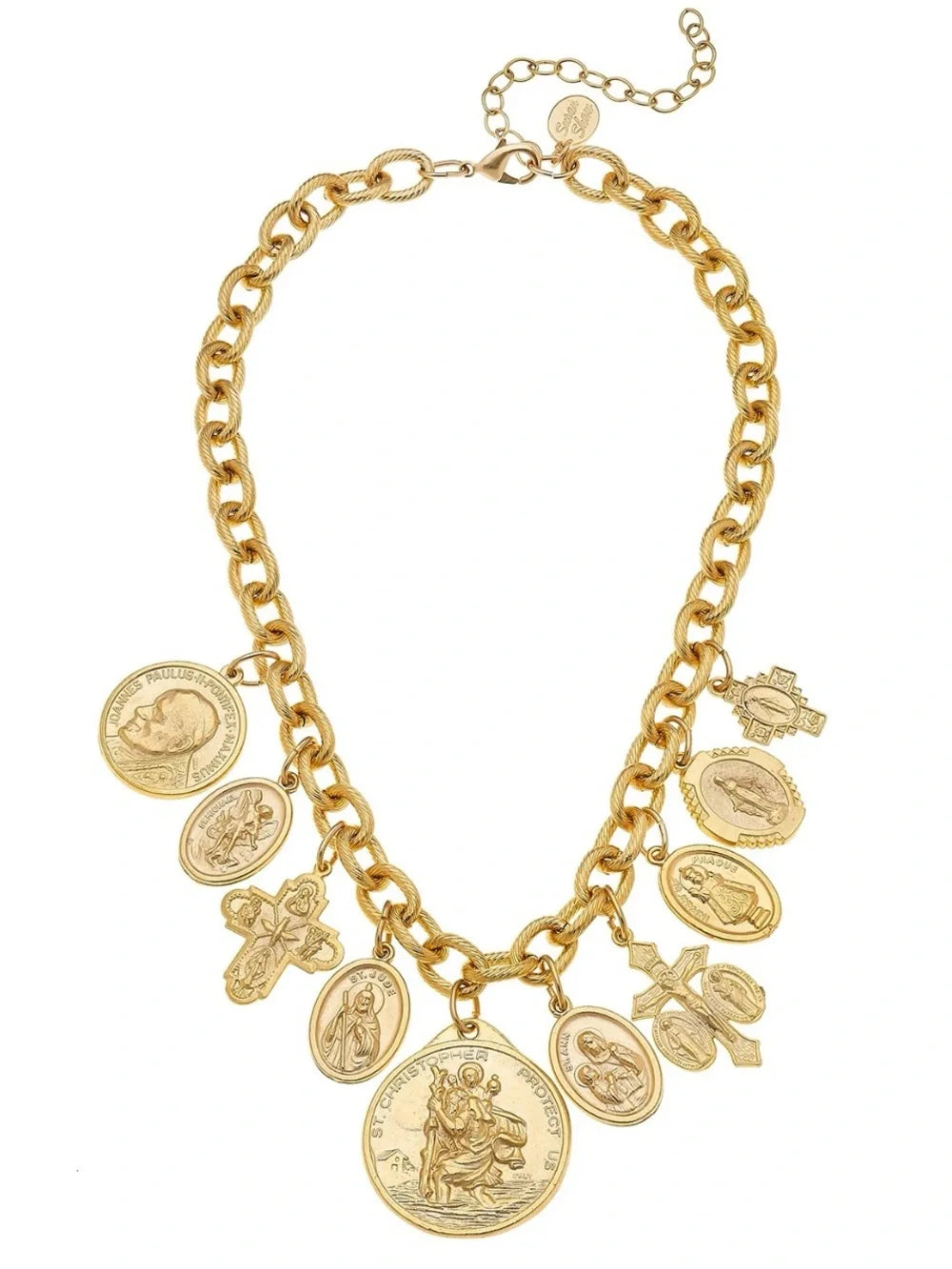 HANDCAST GOLD SAINTS CHARM NECKLACE