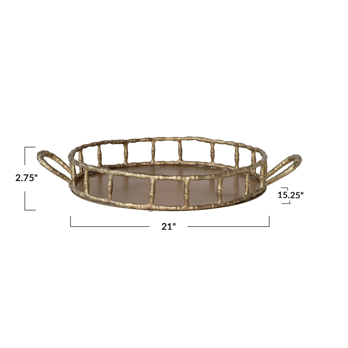 Bamboo Tray w/ Handles, Brass Finish
