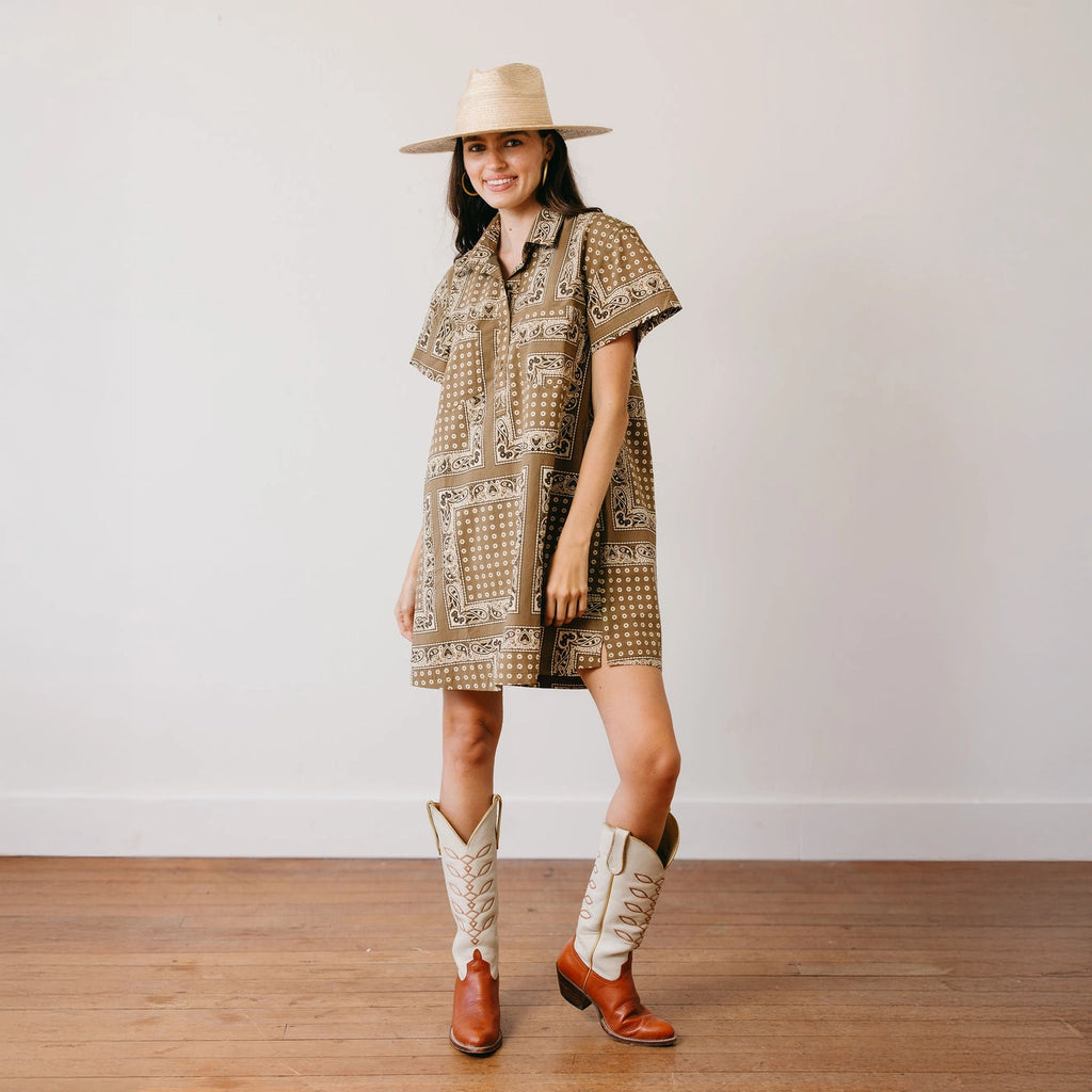 Sunshine Tienda Olive Bandana Getaway Mini Dress