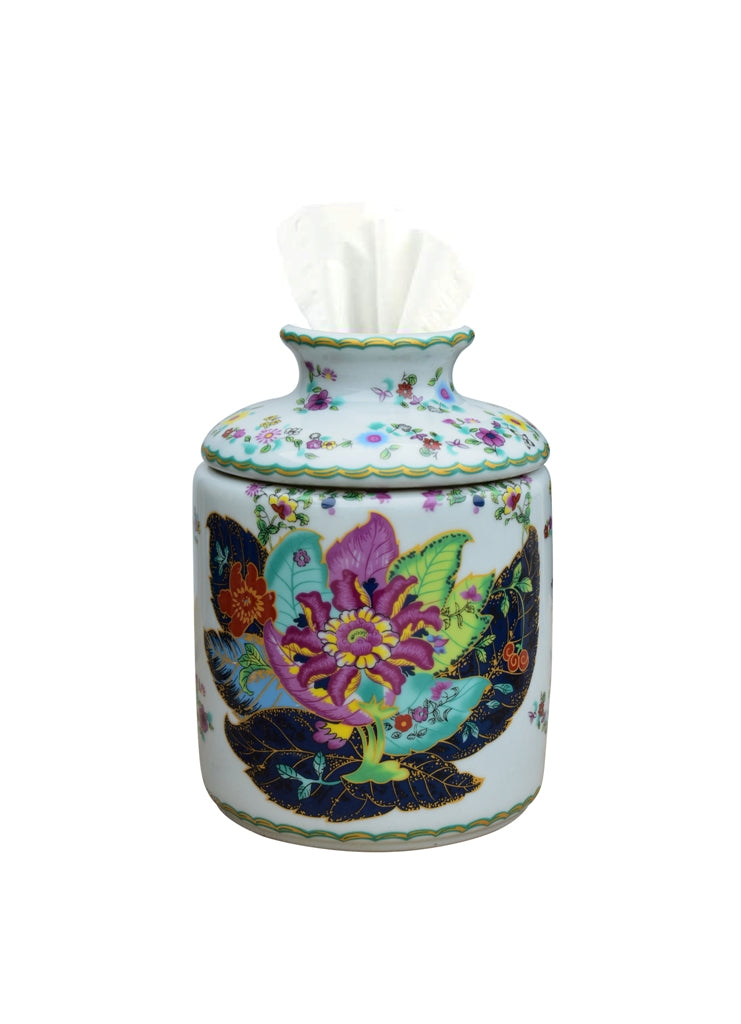 Tobacco Leaf Porcelain Tissue Holder