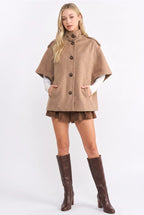 Toffee Wool-Blend Cape