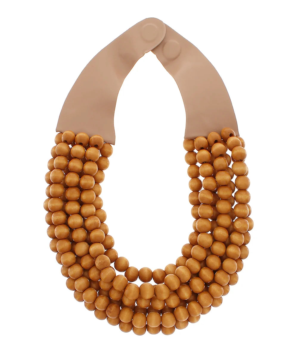 Wood Ball Necklace- BROWN